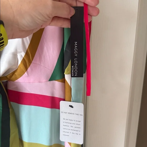 Maggy London Multicolor Striped handkerchief hem Dress NEW 18W plus XXL NWT - Picture 2 of 14